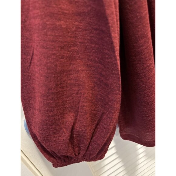 NEW DG2 Diane Gilman Shirt Top Ruffle Cold Shoulder Long Sleeve Size 3X Merlot - Picture 9 of 14